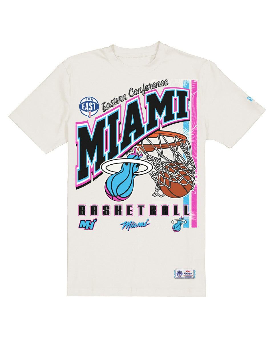 Miami Heat Oversized City Edition Remix Vintage T-Shirt - Cream | New Era on sale