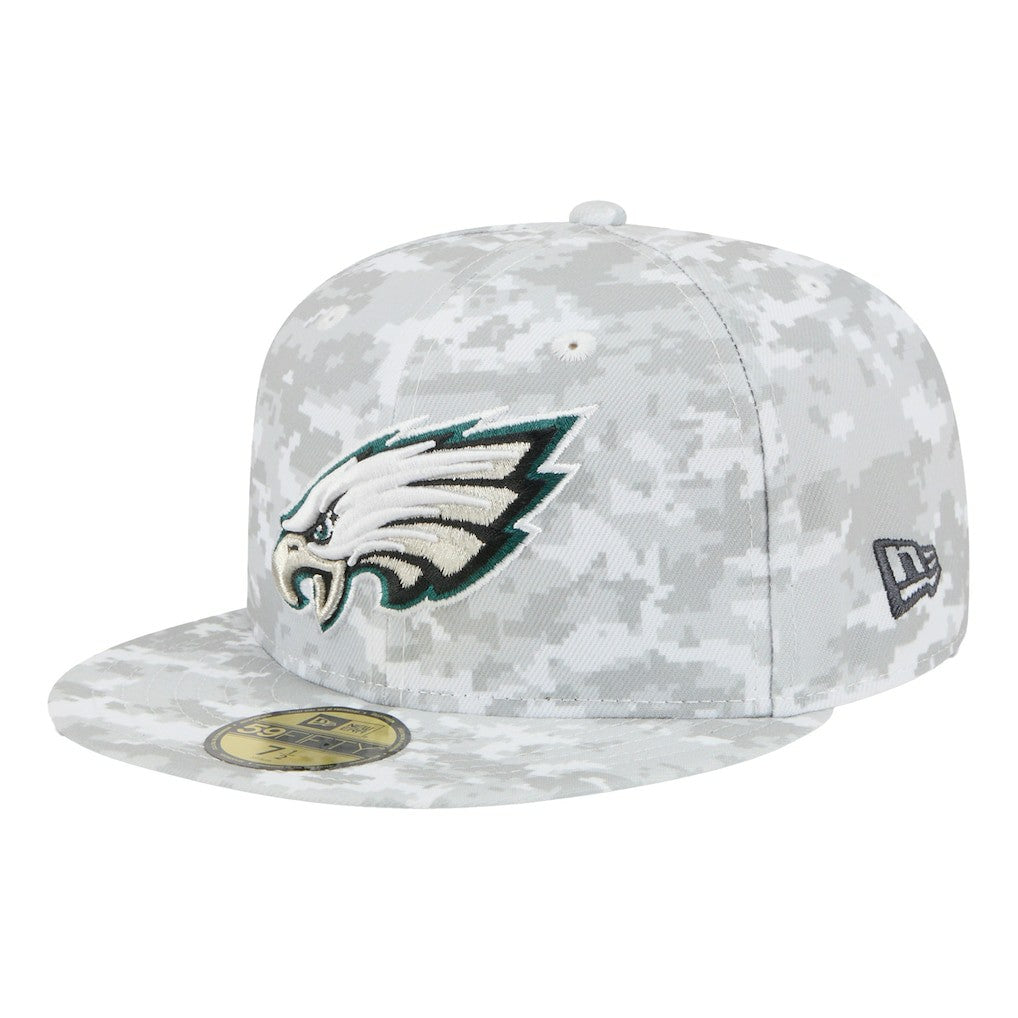 Philadelphia Eagles New Era 2025 Salute to Service Fan Pack 59FIFTY Fitted Hat - White for sale