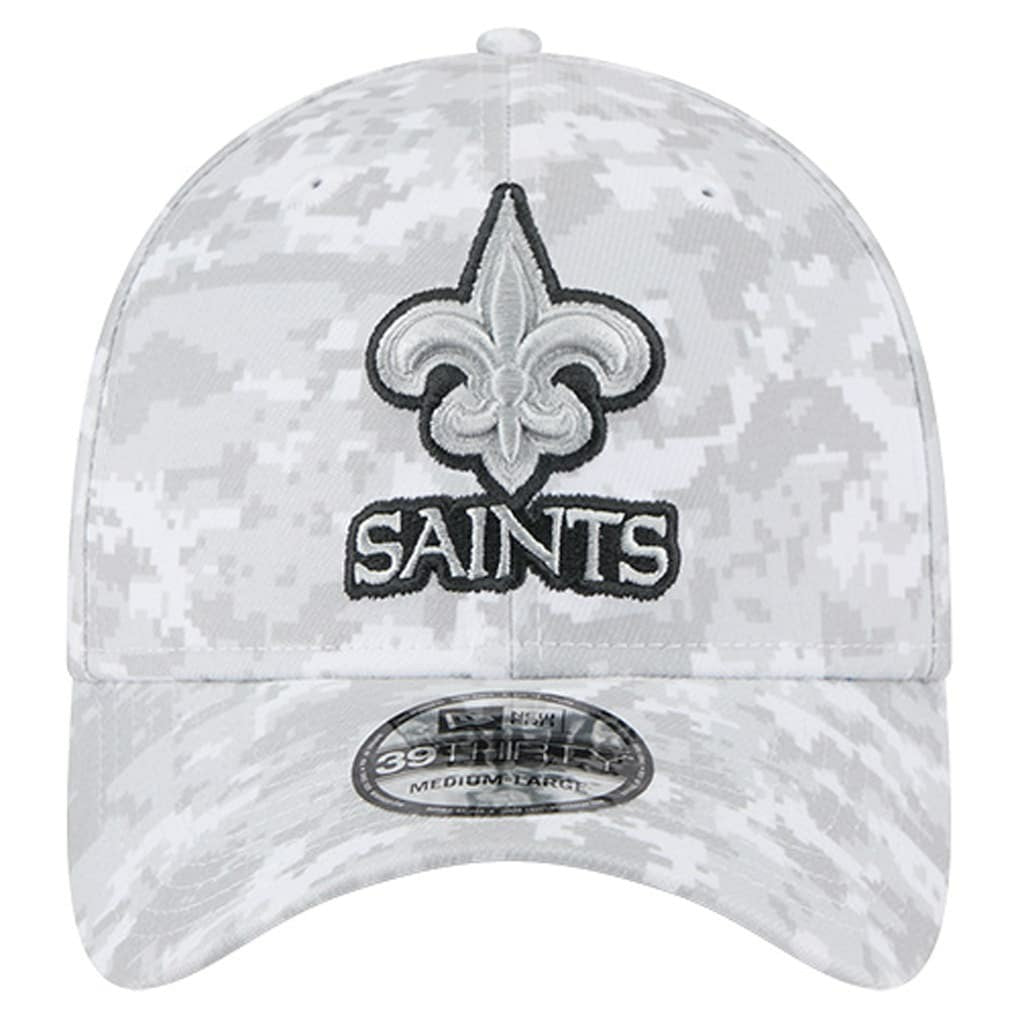 New Orleans Saints New Era 2025 Salute to Service Digital Camo Fan Pack 39THIRTY Flex Hat - White on sale