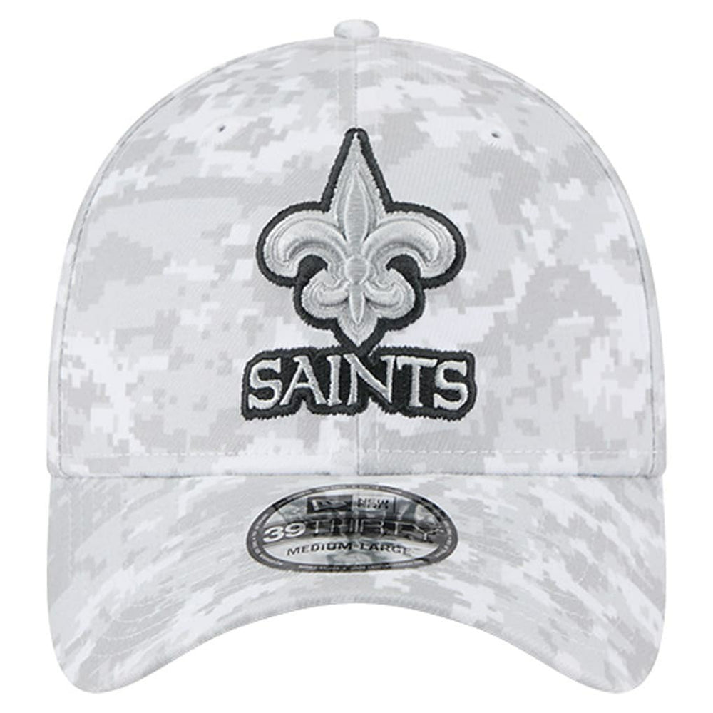 New Orleans Saints New Era 2025 Salute to Service Digital Camo Fan Pack 39THIRTY Flex Hat - White on sale