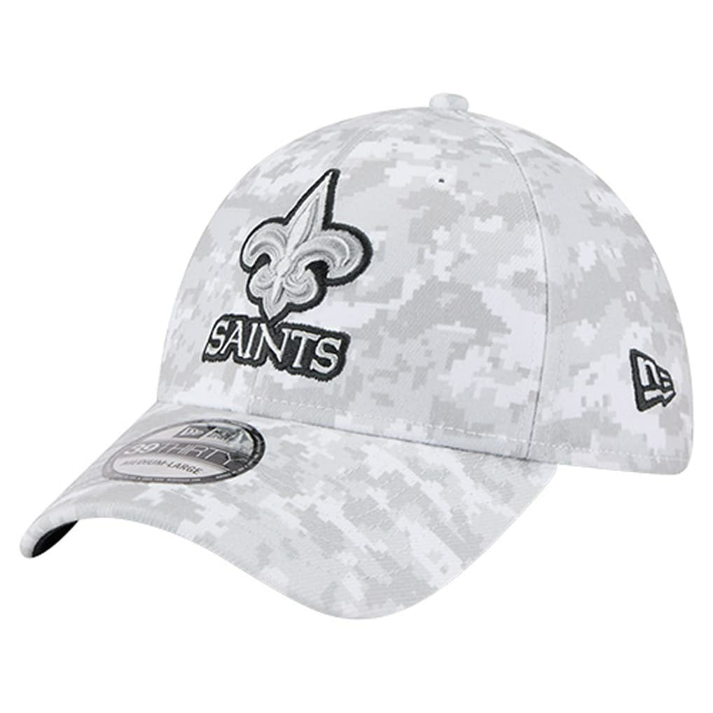 New Orleans Saints New Era 2025 Salute to Service Digital Camo Fan Pack 39THIRTY Flex Hat - White on sale