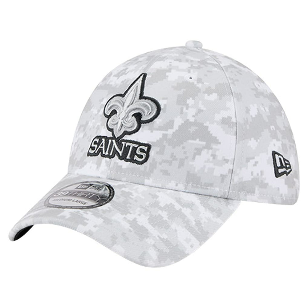 New Orleans Saints New Era 2025 Salute to Service Digital Camo Fan Pack 39THIRTY Flex Hat - White on sale