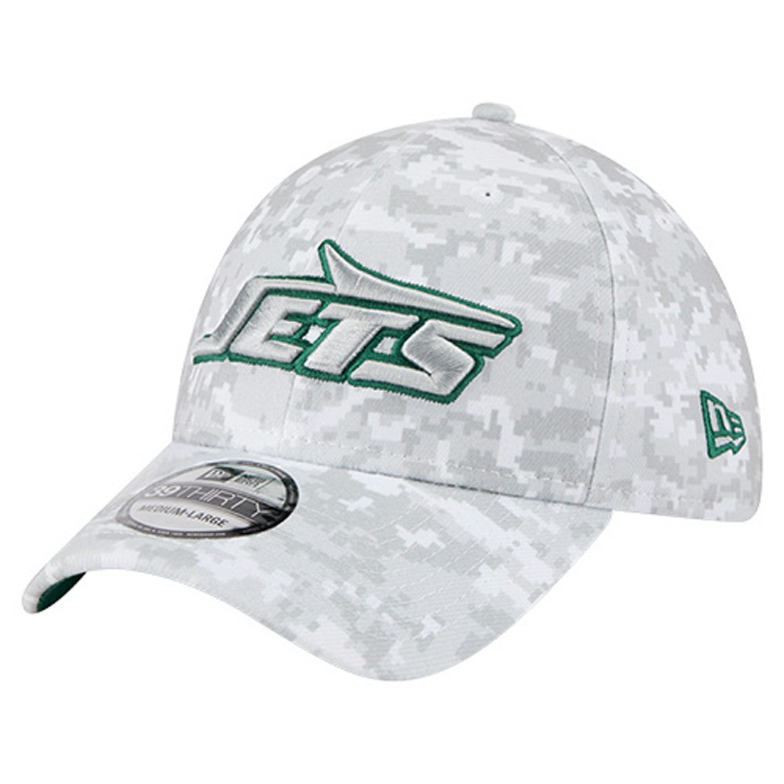 New York Jets New Era 2025 Salute to Service Digital Camo Fan Pack 39THIRTY Flex Hat - White online