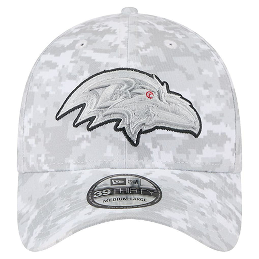 Baltimore Ravens New Era 2025 Salute to Service Digital Camo Fan Pack 39THIRTY Flex Hat - White on sale