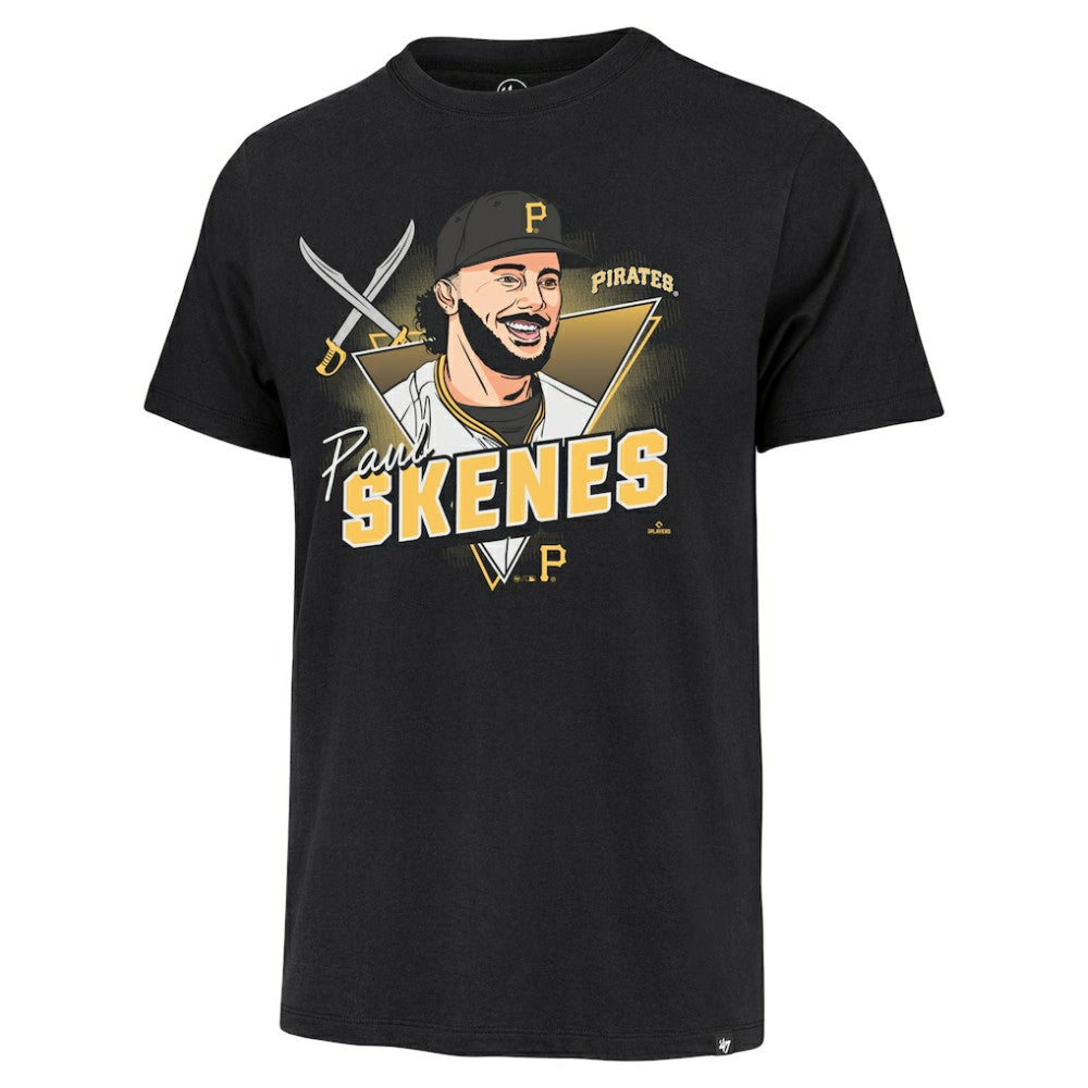Paul Skenes Pittsburgh Pirates Player Caricature Franklin T-Shirt - Black | 47 brand