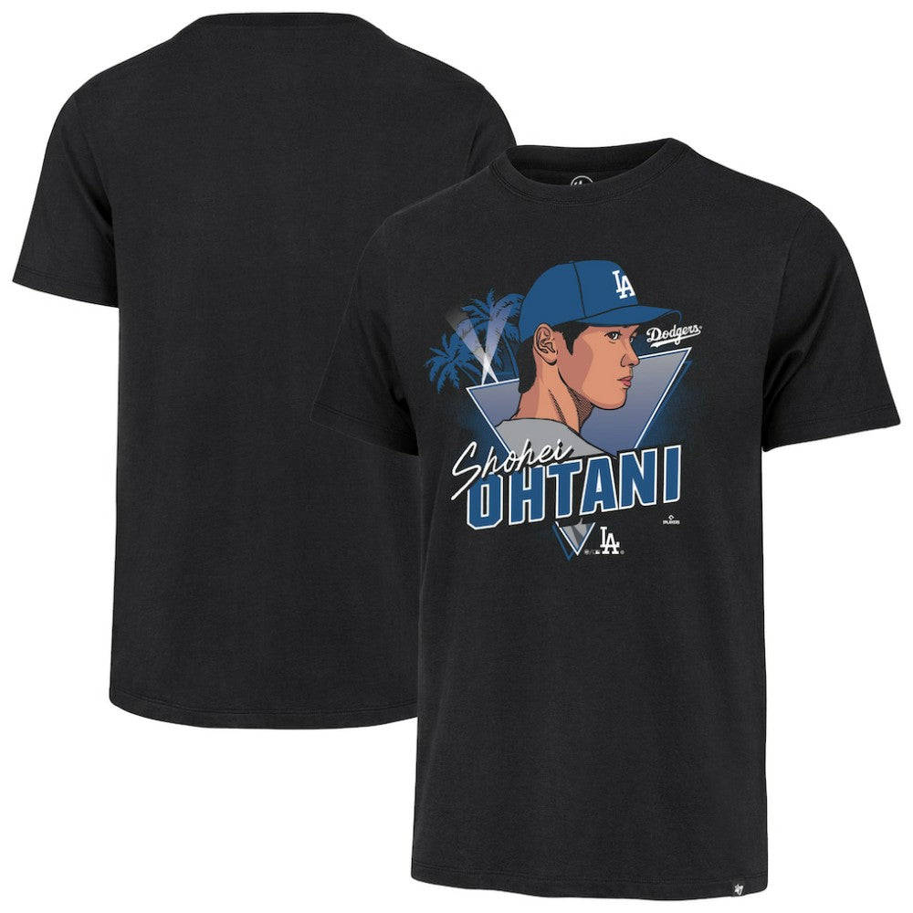 Shohei Ohtani Los Angeles Dodgers Player Caricature Franklin T-Shirt - Black | 47 brand