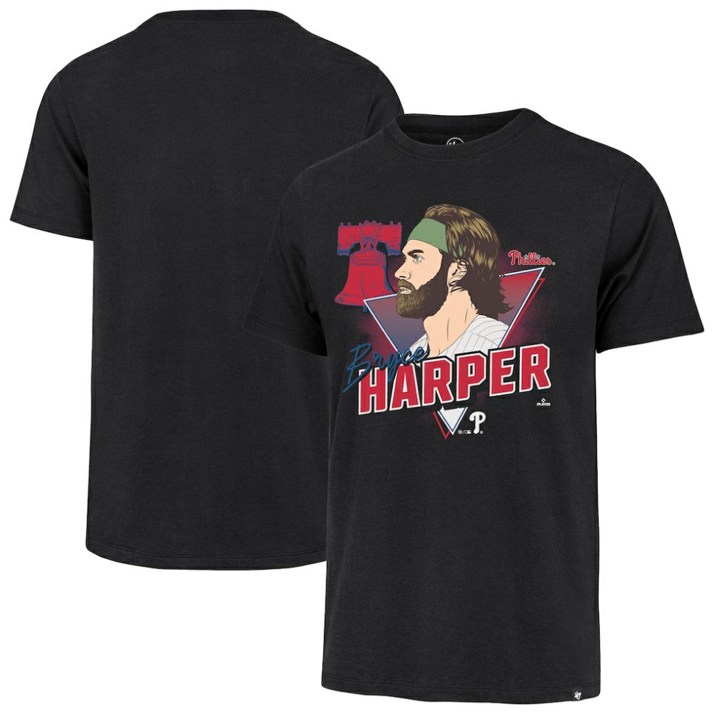 Bryce Harper Philadelphia Phillies Player Caricature Franklin T-Shirt - Black | 47 brand