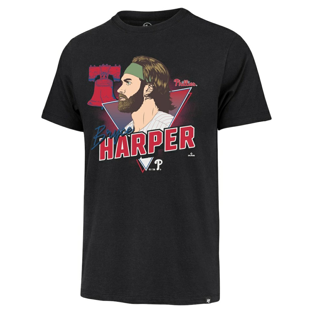 Bryce Harper Philadelphia Phillies Player Caricature Franklin T-Shirt - Black | 47 brand