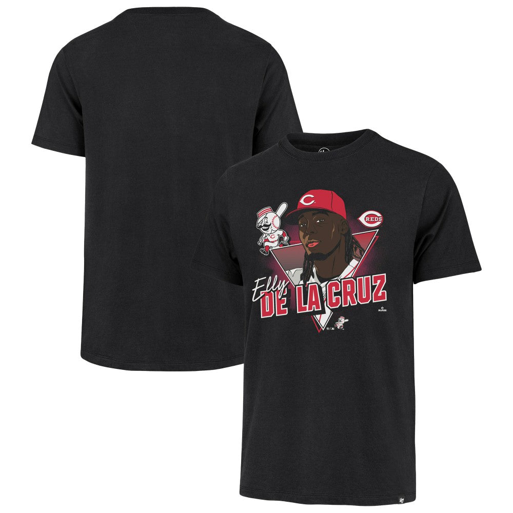 Elly De La Cruz Cincinnati Reds Player Caricature Franklin T-Shirt - Black | 47 brand