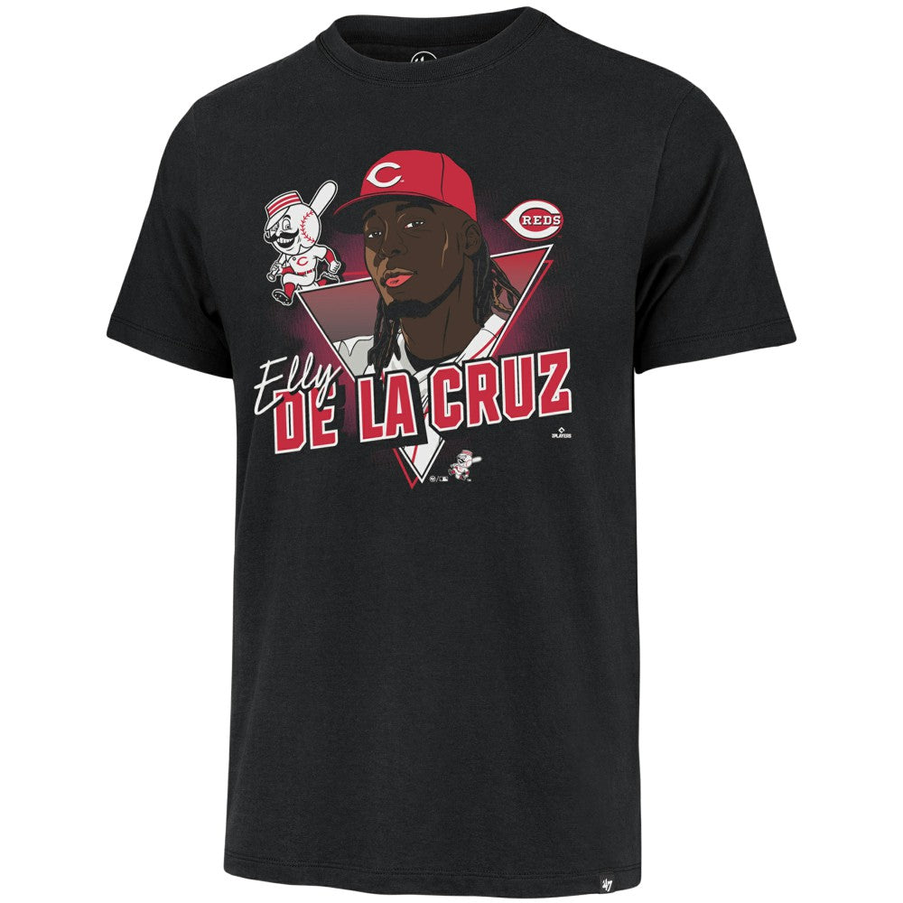 Elly De La Cruz Cincinnati Reds Player Caricature Franklin T-Shirt - Black | 47 brand