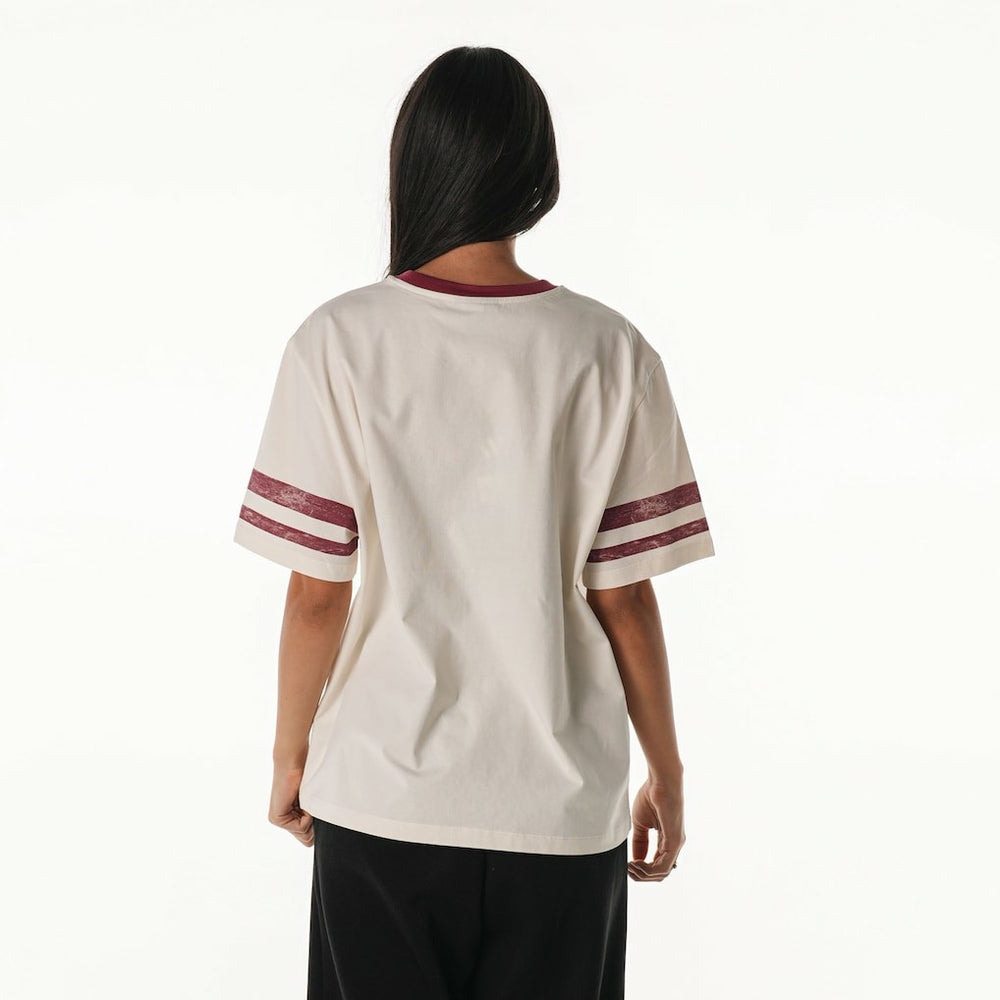 Washington Commanders The Wild Collective Women's Vintage Drop Shoulder Oversized Boyfriend T-Shirt - Cream sale
