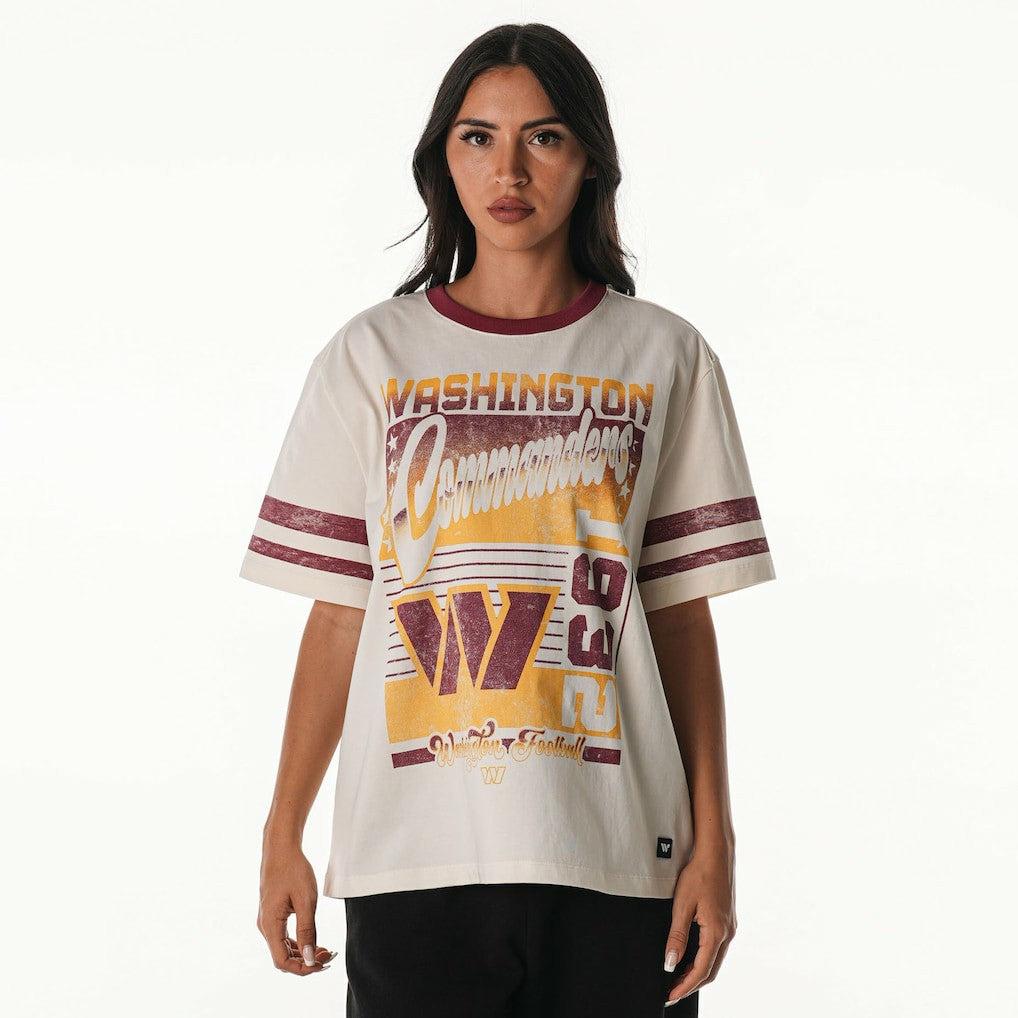 Washington Commanders The Wild Collective Women's Vintage Drop Shoulder Oversized Boyfriend T-Shirt - Cream sale