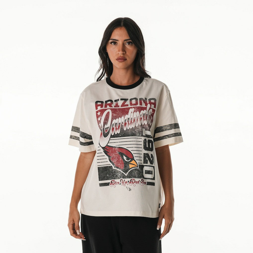 Arizona Cardinals The Wild Collective Women's Vintage Drop Shoulder Oversized Boyfriend T-Shirt - Cream sale
