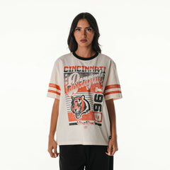 Cincinnati Bengals The Wild Collective Women's Vintage Drop Shoulder Oversized Boyfriend T-Shirt - Cream cheap