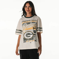 Green Bay Packers The Wild Collective Women's Vintage Drop Shoulder Oversized Boyfriend T-Shirt - Cream cheap