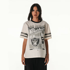 Las Vegas Raiders The Wild Collective Women's Vintage Drop Shoulder Oversized Boyfriend T-Shirt - Cream on sale