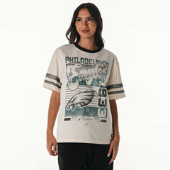 Philadelphia Eagles The Wild Collective Women's Vintage Drop Shoulder Oversized Boyfriend T-Shirt - Cream outlet