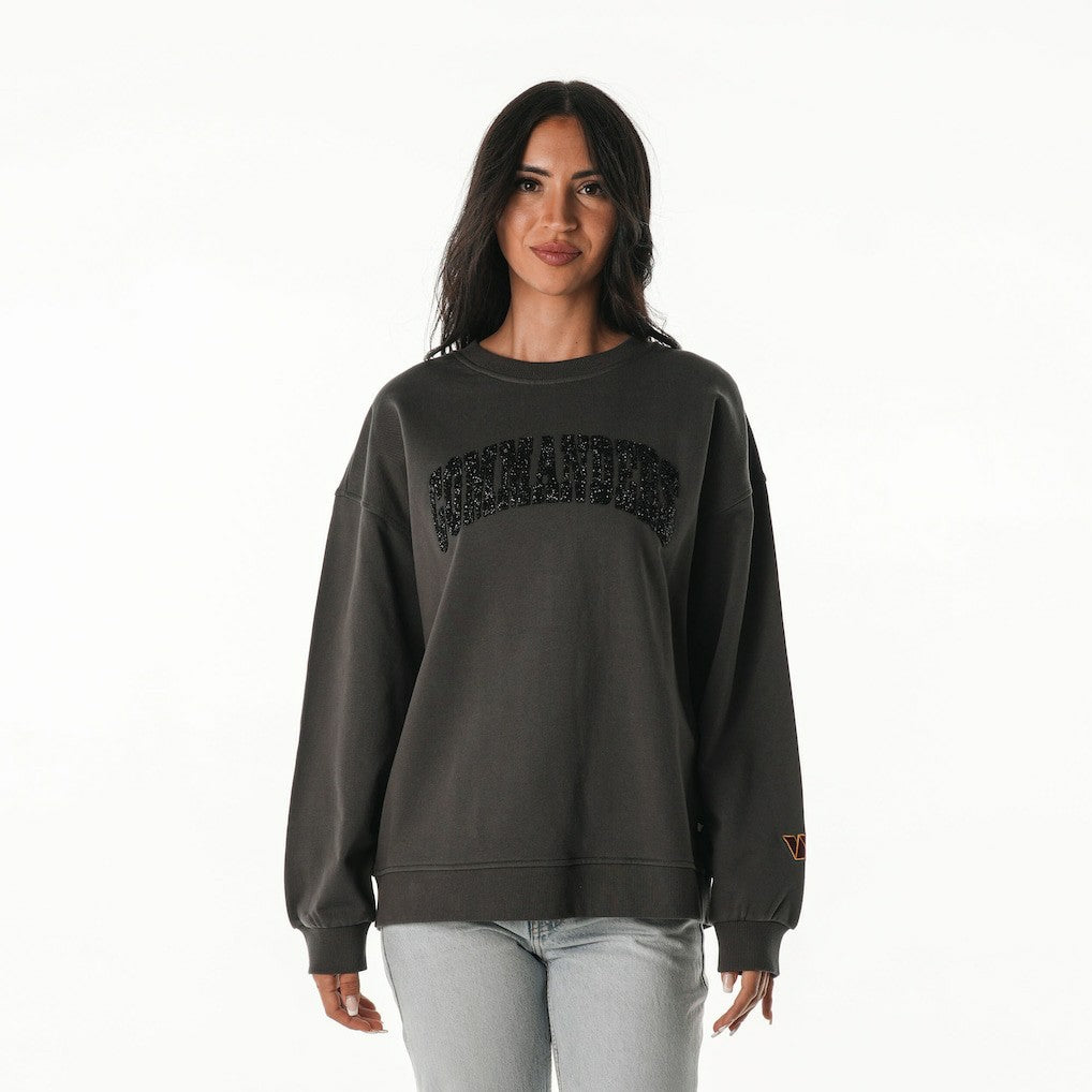 Washington Commanders The Wild Collective Women's Rock Crystal Oversized Crewneck Sweatshirt - Charcoal discount