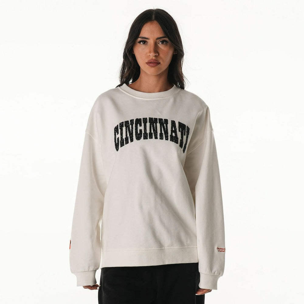 Cincinnati Bengals The Wild Collective Women's Rock Crystal Oversized Crewneck Sweatshirt - White sale
