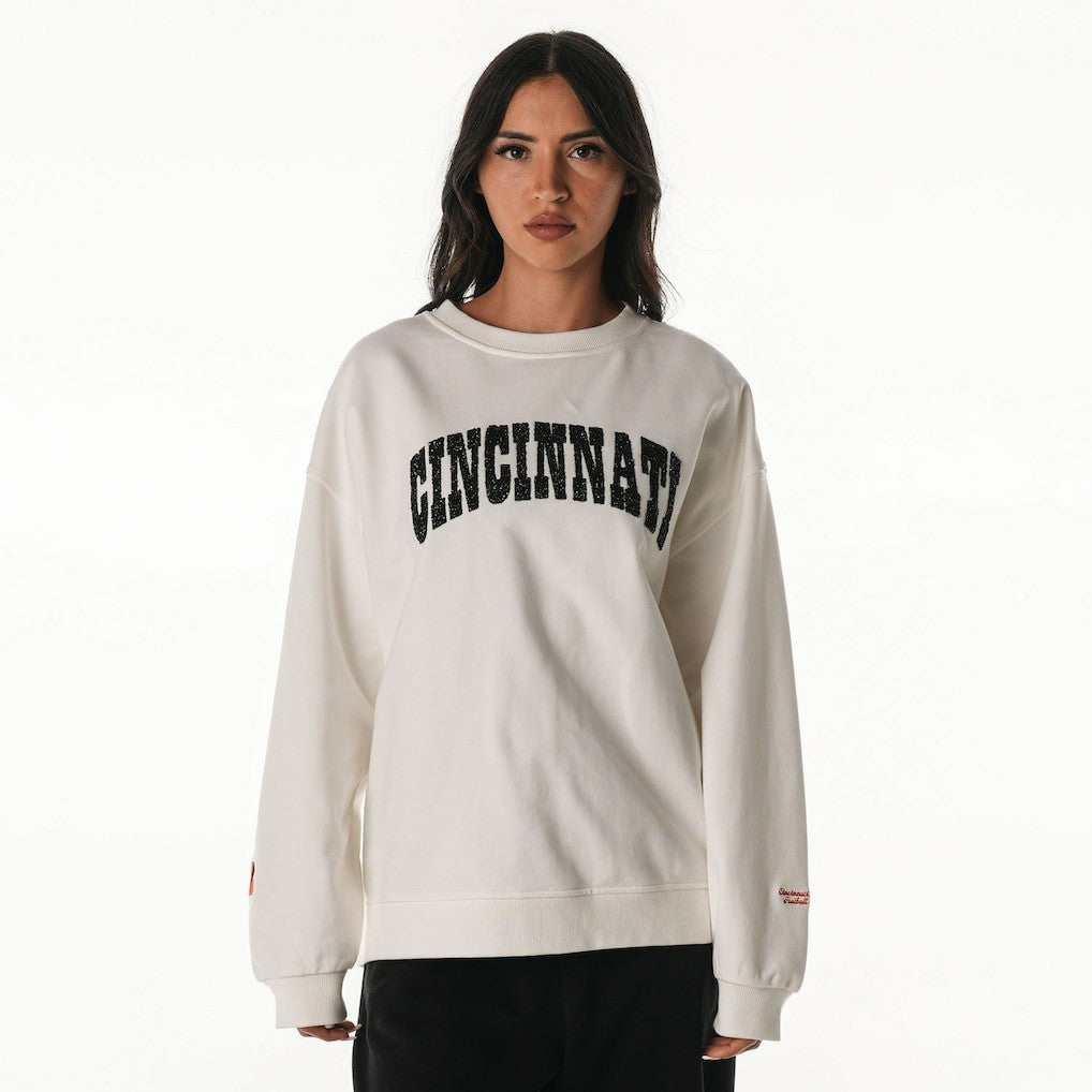 Cincinnati Bengals The Wild Collective Women's Rock Crystal Oversized Crewneck Sweatshirt - White sale
