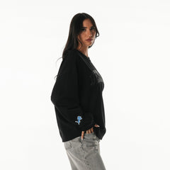 Detroit Lions The Wild Collective Women's Rock Crystal Oversized Crewneck Sweatshirt - Black outlet