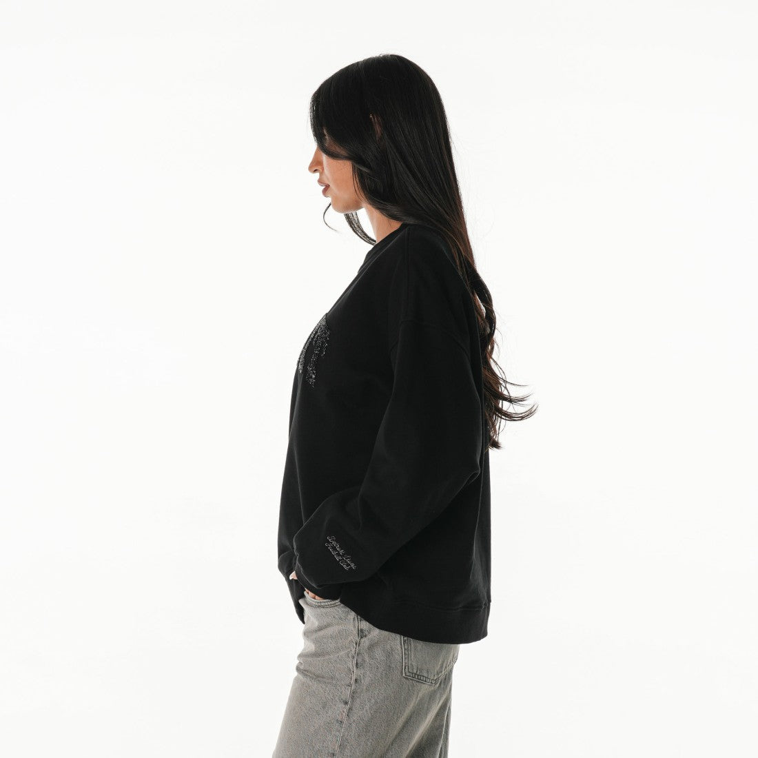 Detroit Lions The Wild Collective Women's Rock Crystal Oversized Crewneck Sweatshirt - Black outlet