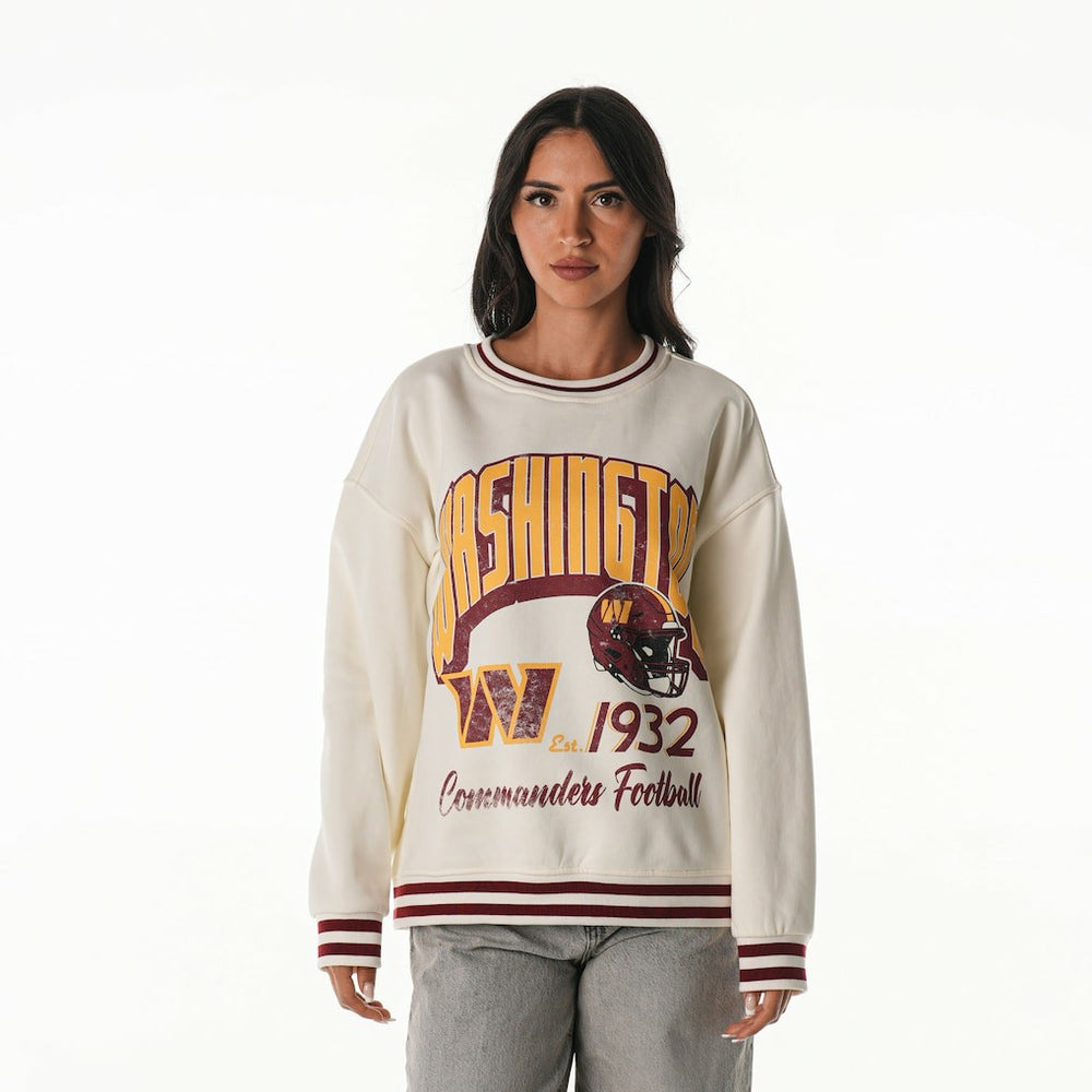 Washington Commanders The Wild Collective Women's Oversized Vintage French Terry Sweatshirt - Cream discount