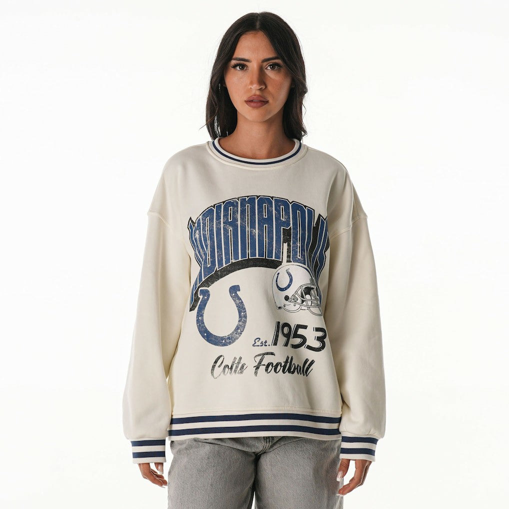 Indianapolis Colts The Wild Collective Women's Oversized Vintage French Terry Sweatshirt - Cream online