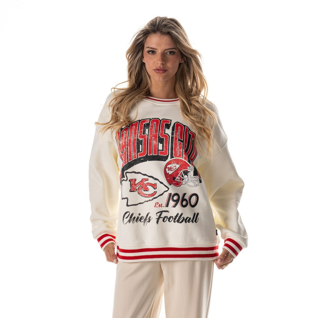 Kansas City Chiefs The Wild Collective Women's Oversized Vintage French Terry Sweatshirt - Cream cheap
