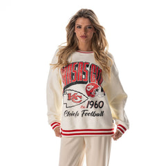 Kansas City Chiefs The Wild Collective Women's Oversized Vintage French Terry Sweatshirt - Cream cheap