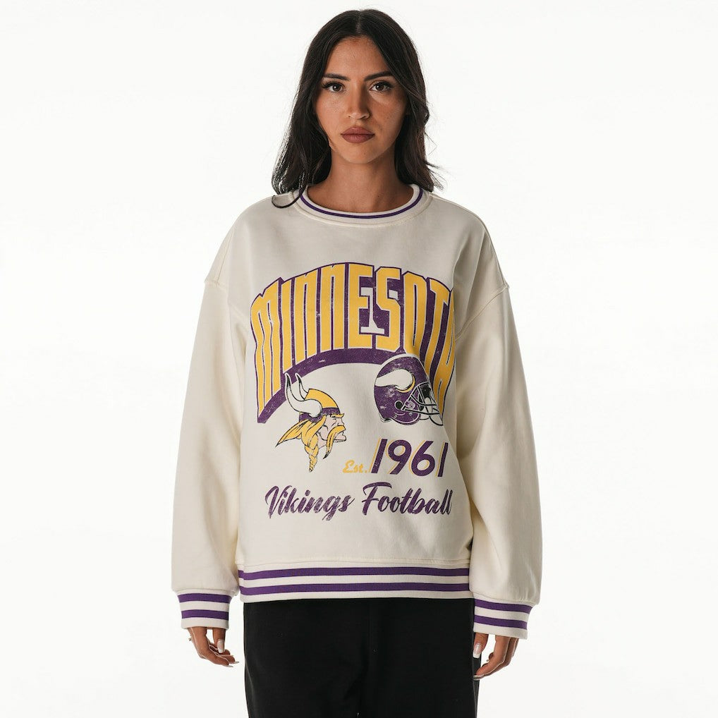 Minnesota Vikings The Wild Collective Women's Oversized Vintage French Terry Sweatshirt - Cream discount