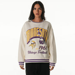 Minnesota Vikings The Wild Collective Women's Oversized Vintage French Terry Sweatshirt - Cream discount