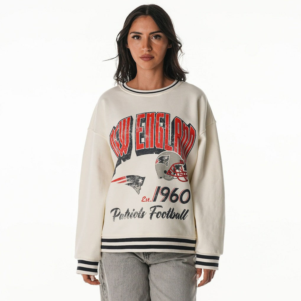 New England Patriots The Wild Collective Women's Oversized Vintage French Terry Sweatshirt - Cream cheap