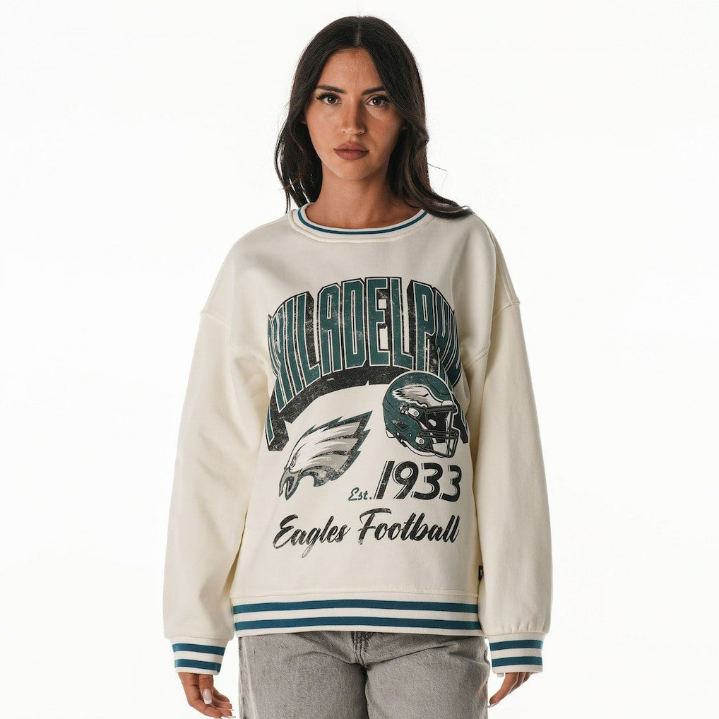 Philadelphia Eagles The Wild Collective Women's Oversized Vintage French Terry Sweatshirt - Cream cheap
