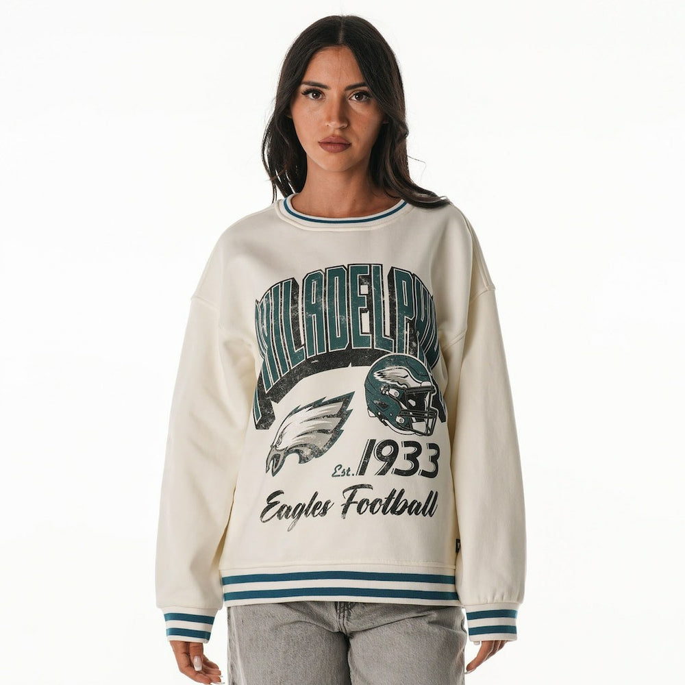 Philadelphia Eagles The Wild Collective Women's Oversized Vintage French Terry Sweatshirt - Cream cheap