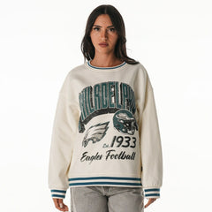 Philadelphia Eagles The Wild Collective Women's Oversized Vintage French Terry Sweatshirt - Cream cheap