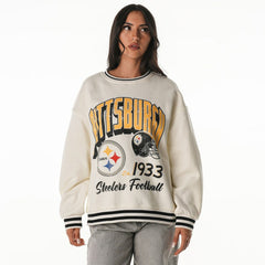 Pittsburgh Steelers The Wild Collective Women's Oversized Vintage French Terry Sweatshirt - Cream cheap
