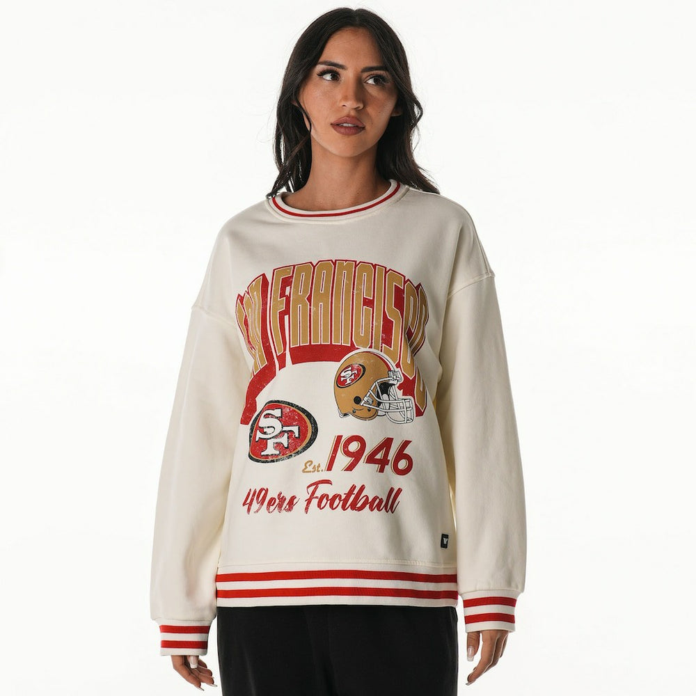 San Francisco 49ers The Wild Collective Women's Oversized Vintage French Terry Sweatshirt - Cream cheap