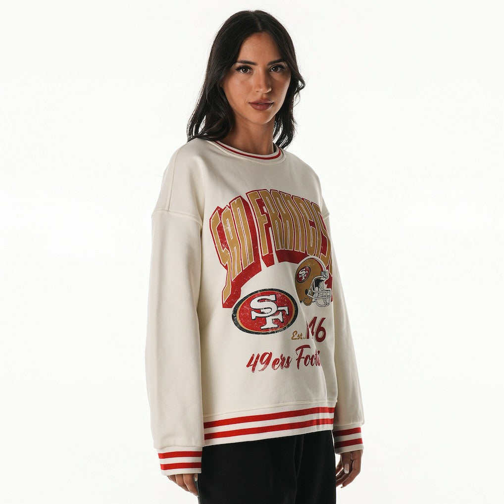 San Francisco 49ers The Wild Collective Women's Oversized Vintage French Terry Sweatshirt - Cream cheap