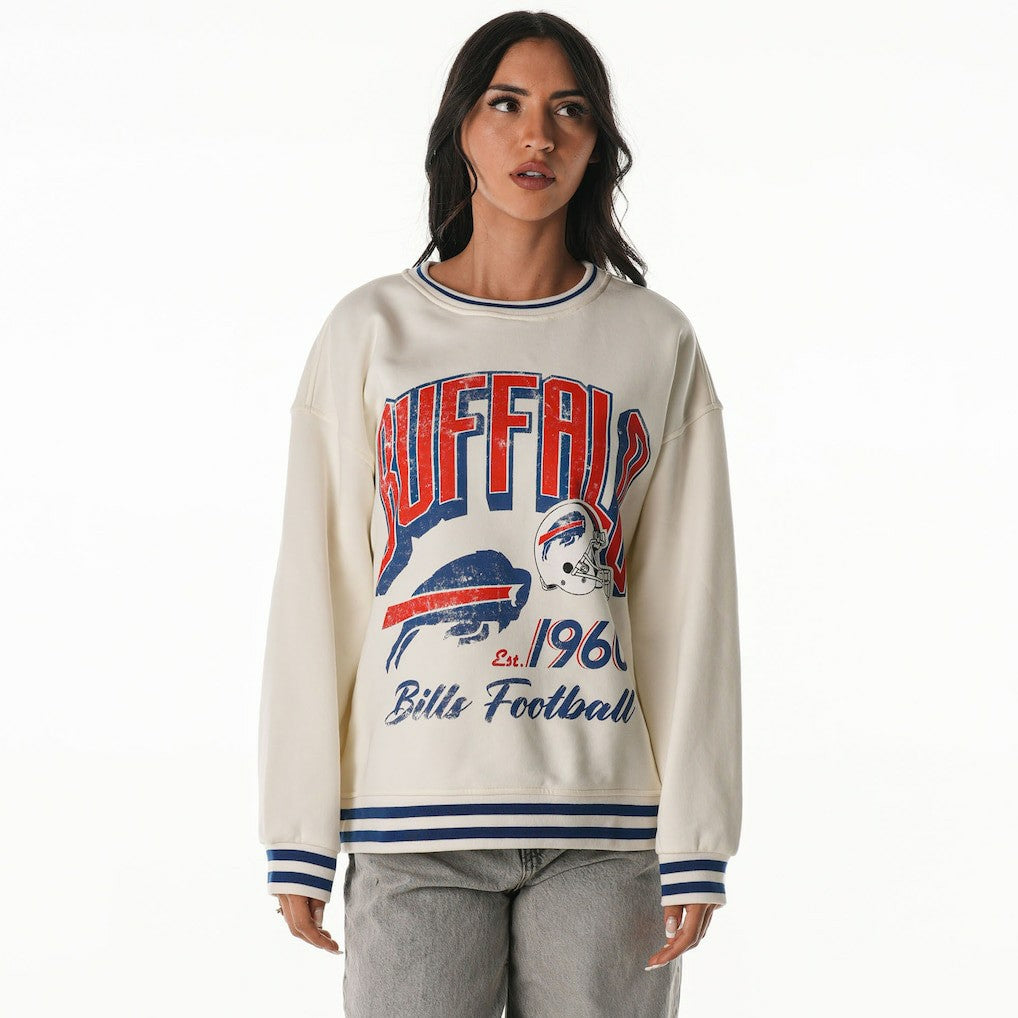 Buffalo Bills The Wild Collective Women's Oversized Vintage French Terry Sweatshirt - Cream outlet