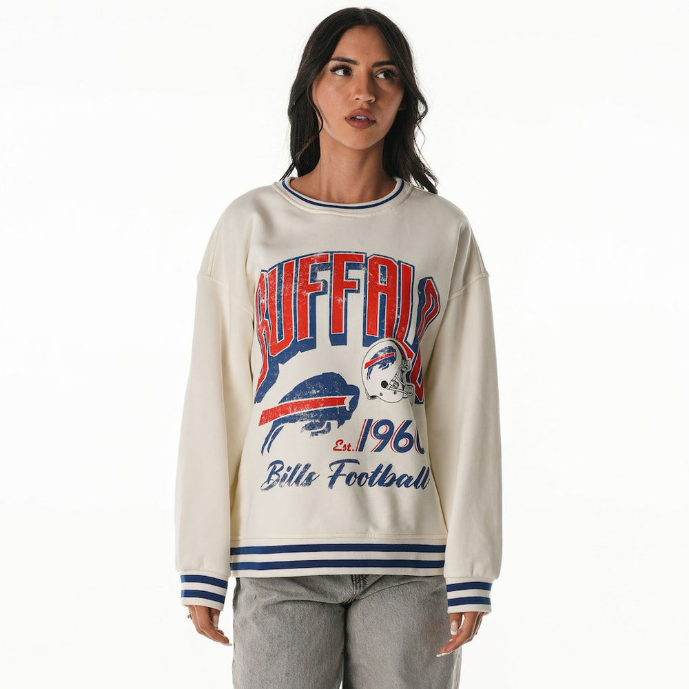 Buffalo Bills The Wild Collective Women's Oversized Vintage French Terry Sweatshirt - Cream outlet