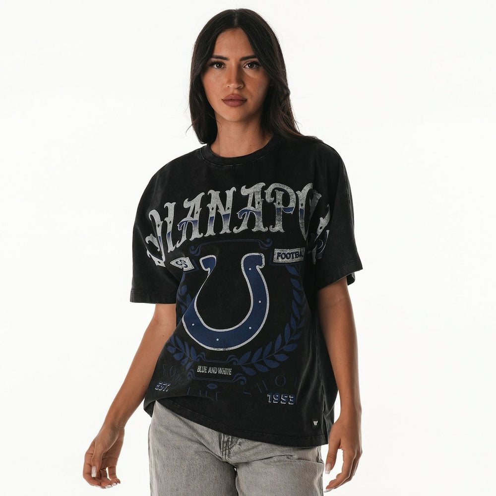 Indianapolis Colts The Wild Collective Women's Laurel Premium Baggy Dolman T-Shirt - Black cheap