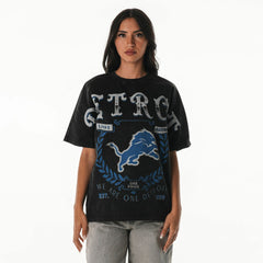 Detroit Lions The Wild Collective Women's Oversized Laurel Graphic Dolman T-Shirt - Black for sale