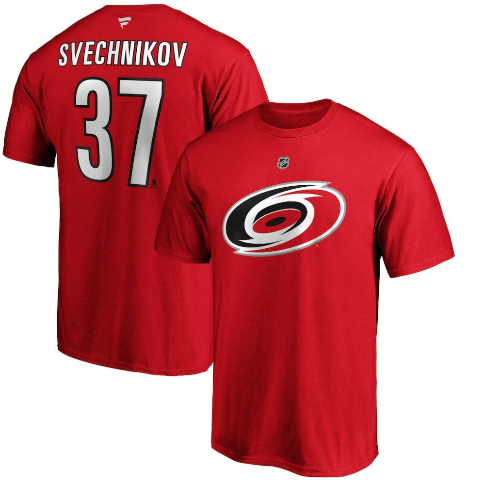 Andrei Svechnikov Carolina Hurricanes Fanatics Authentic Stack Name & Number T-Shirt Red