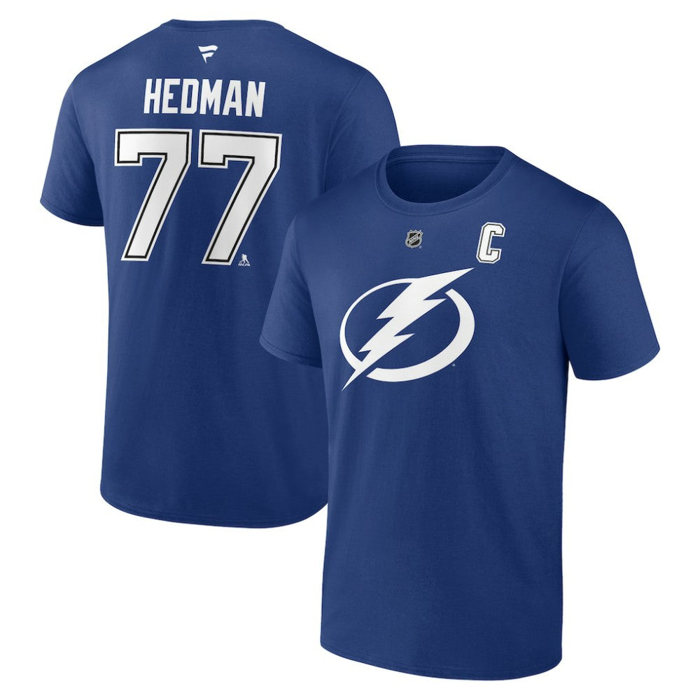 Victor Hedman Tampa Bay Lightning Fanatics Authentic Stack Name & Number T-Shirt Blue
