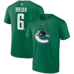Brock Boeser Vancouver Canucks Fanatics Authentic Stack Name & Number T-Shirt Green