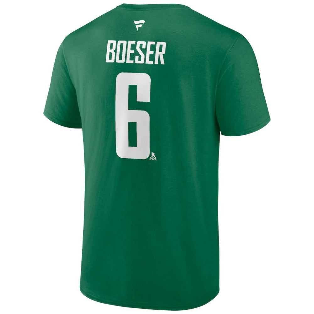 Brock Boeser Vancouver Canucks Fanatics Authentic Stack Name & Number T-Shirt Green