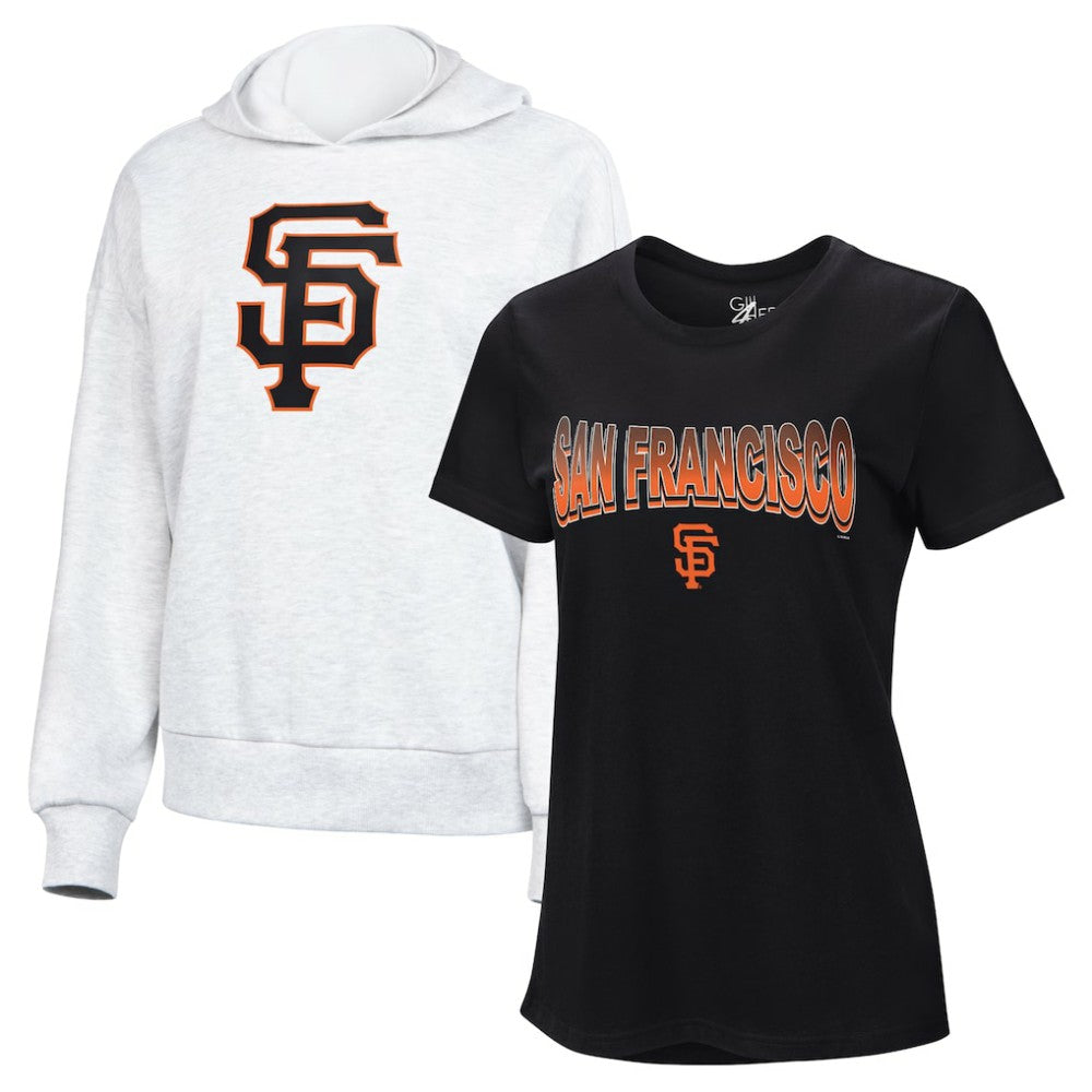 San Francisco Giants G-III 4Her by Carl Banks Women's T-Shirt and Hoodie Combo Pack - Black/Bright Heather Ceramic