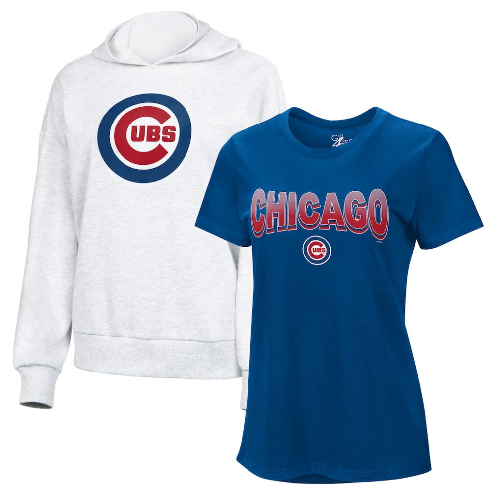 Chicago Cubs G-III 4Her by Carl Banks Women's T-Shirt and Hoodie Combo Pack - Royal/Bright Heather Ceramic