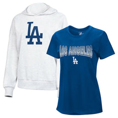 Los Angeles Dodgers G-III 4Her by Carl Banks Women's T-Shirt and Hoodie Combo Pack - Royal/Bright Heather Ceramic